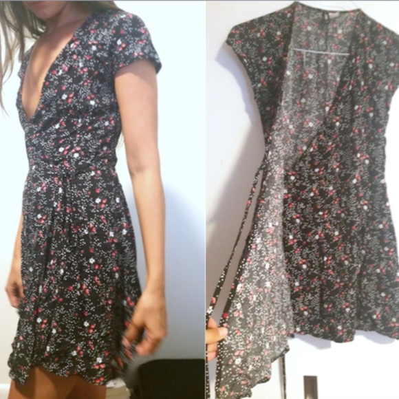 floral wrap dress h&m